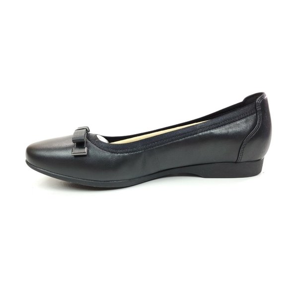 Clarks Women's Un Darcey Black Ballet Flat Size 7.5 M with Bow - Picture 2 of 8